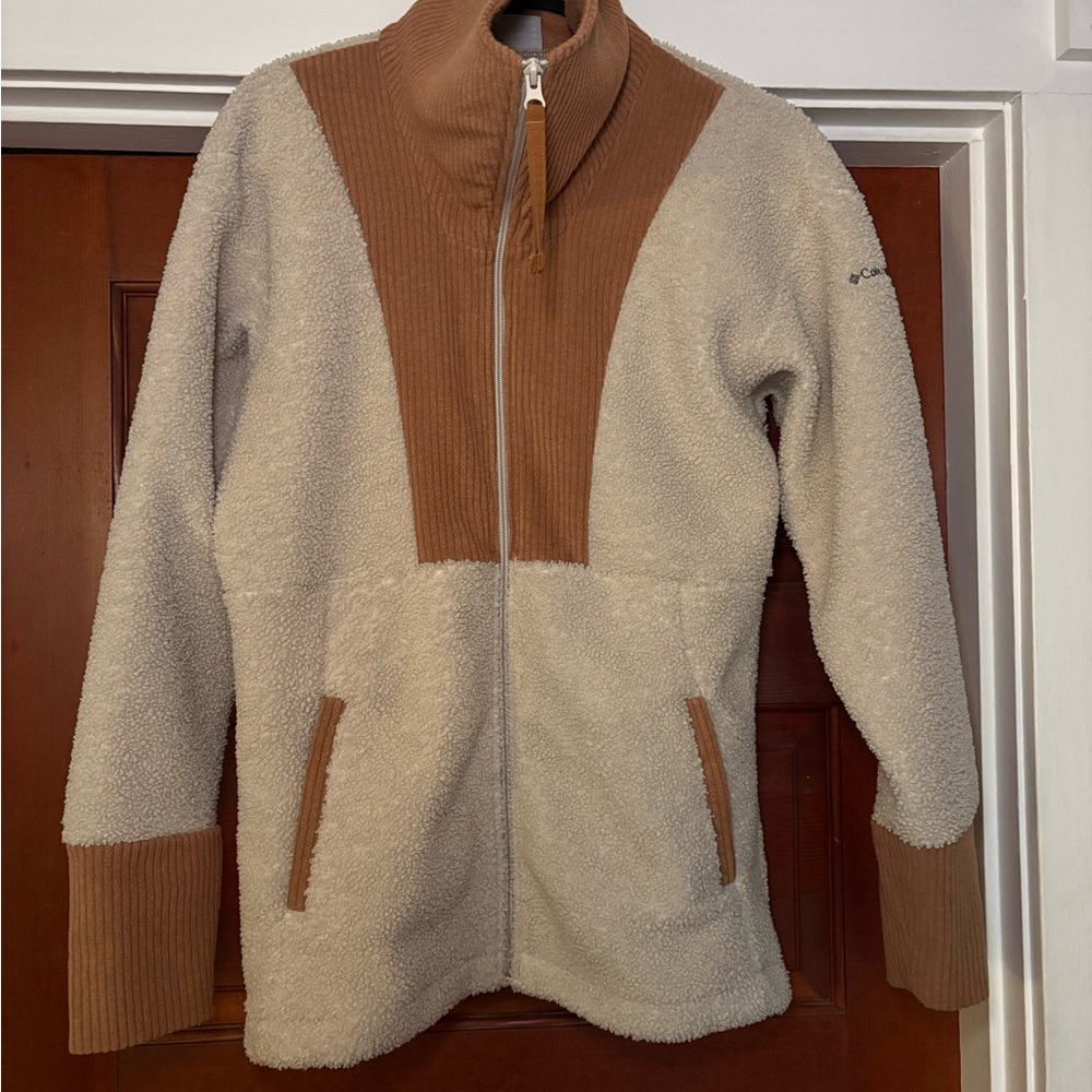Columbia Tan and Brown Full-Zip Fleece Jacket